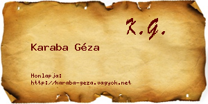 Karaba Géza névjegykártya